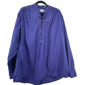 International Male Lace Up Poet Shirt Mens L Purple Renaissance Gothic Vintage